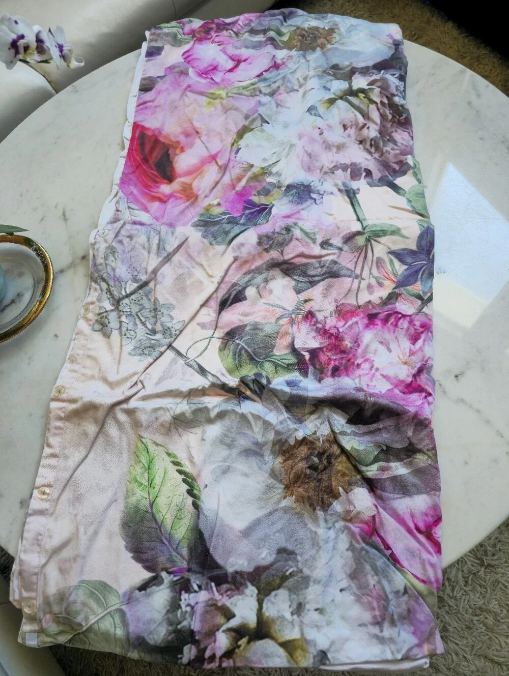 Vintage 2015 Ted Baker Pure Peony Super King Duvet Cover +Focus Bouquet Cases